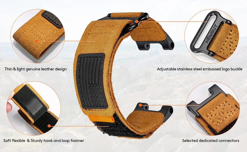 For Amazfit T-Rex 3 2 1 Watch Band Genuine Leather Suede Soft Cowhide Wrist Straps