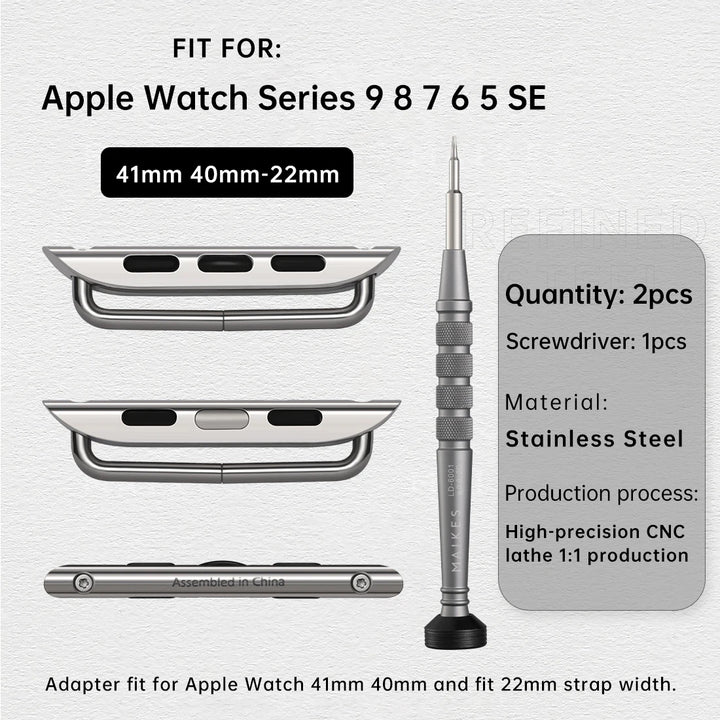 Top Quality, 2pcs Apple Watch Ultra Band Adapter, For 49mm 45mm 44mm 41mm Apple Watch Strap Stainless Steel Connector