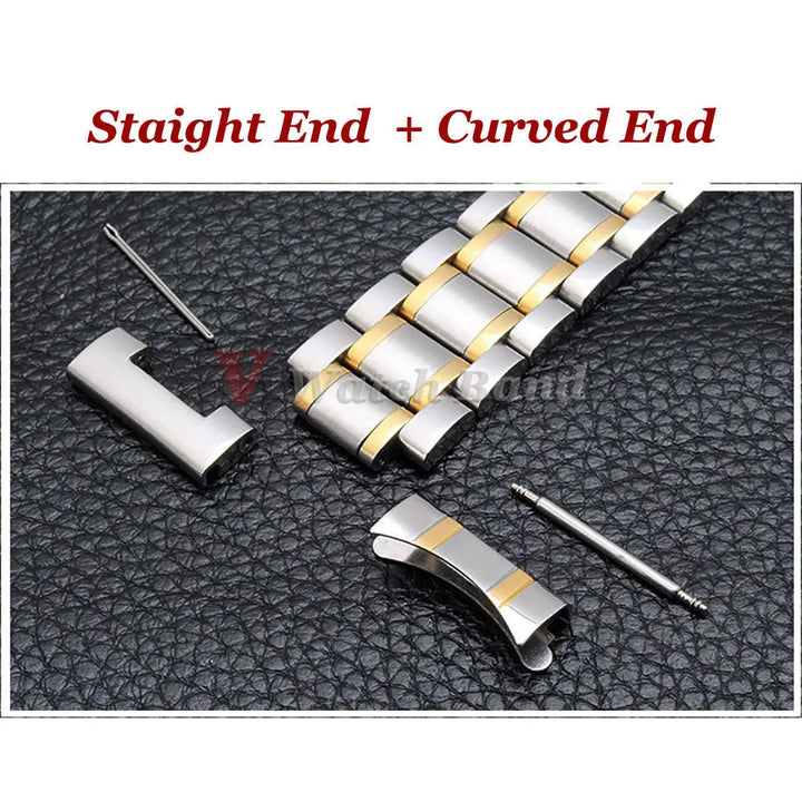 Curved End Stainless Steel Watch Strap – 12-24mm with Butterfly Clasp for Tissot