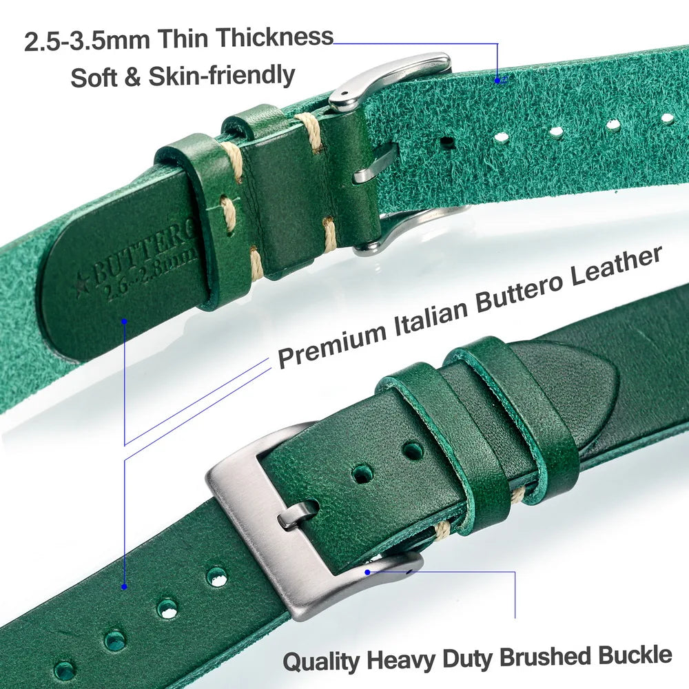 HEMSUT Handmade Italian Leather Watch Band (18-22mm)
