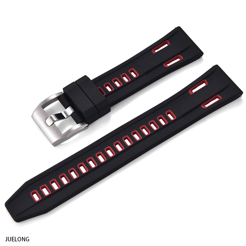 JUELONG Dual Color High-Density Silicone Watch Strap 20/22mm Quick Release