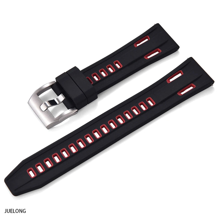 JUELONG Dual Color High-Density Silicone Watch Strap 20/22mm Quick Release