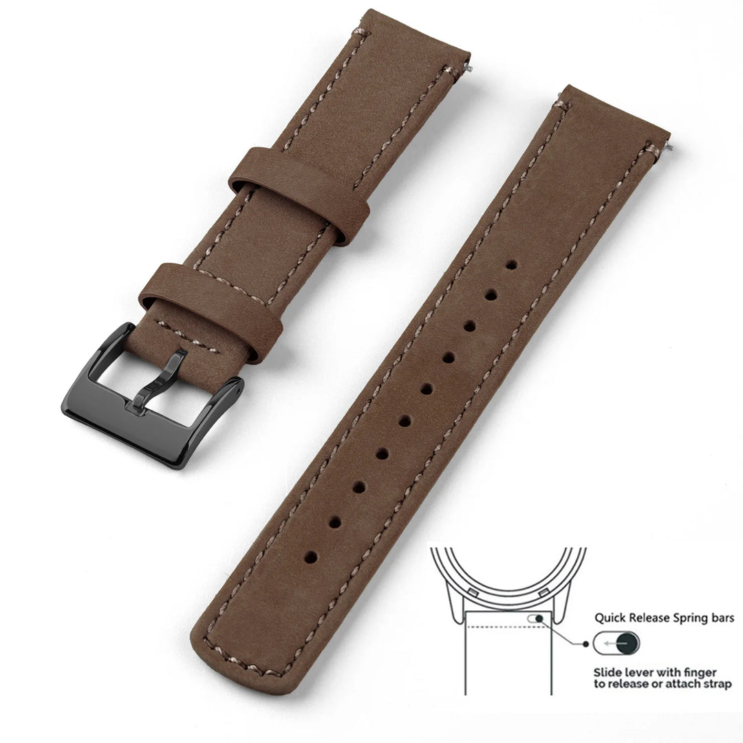 Genuine Top Grain Leather Quick Release Watch Band 20–22mm for Samsung Galaxy Watch