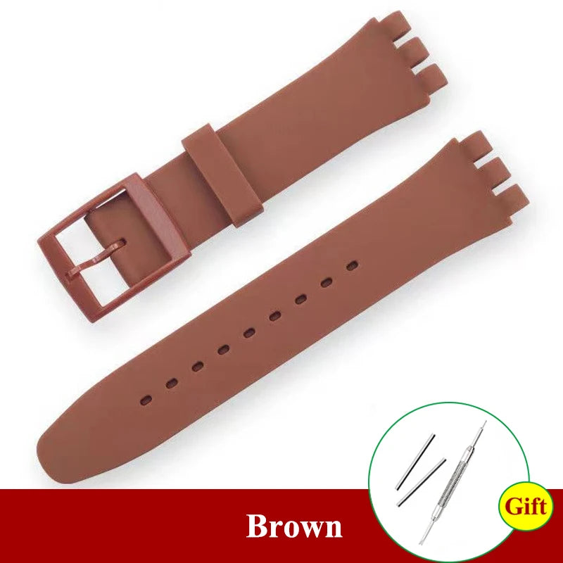 Soft Silicone Colorful Watch Strap for Swatch – 16-20mm with Tool