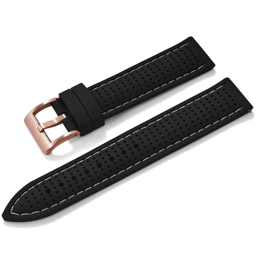 JUELONG Premium Porous Design Soft Rubber Watch Strap Perfect Fit Flat End Universal Quick Release Watch Strap 18mm 20mm 22mm