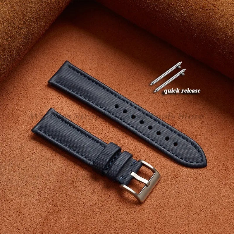 18mm 19mm 20mm 21mm 22mm Premium Sailcloth Watch Band for Omega for Seiko Divers Stitching Quick Release Army Green Sport Straps