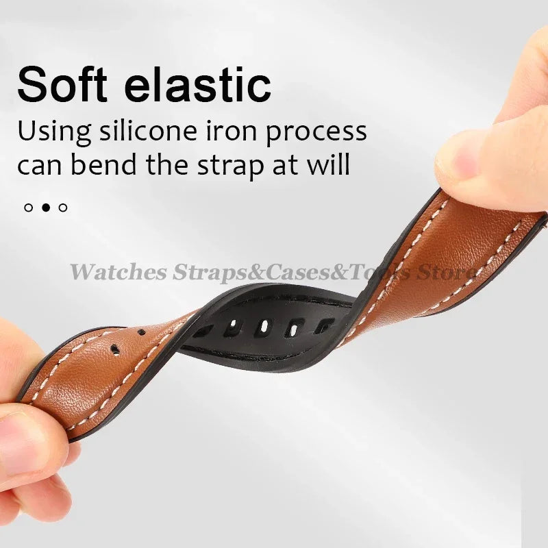 Silicone & Leather Watch Strap for Huawei & Samsung – 18–46mm