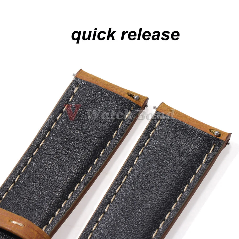 Genuine Calfskin Leather Watch Strap Brown (Butterfly Buckle, 18/20/22mm)