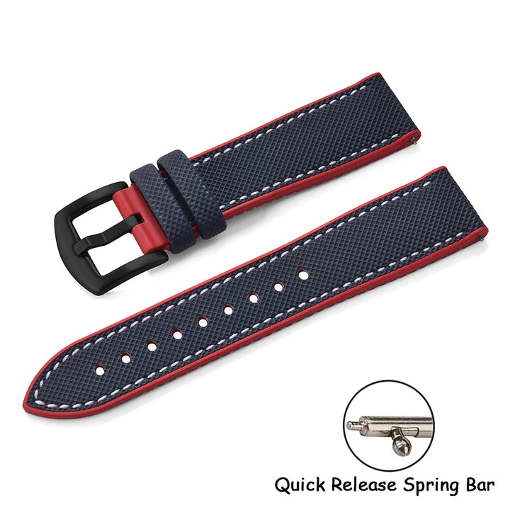Qucik Release FKM Rubber Strap 18/20/22/24mm Sailcloth Leather Watch Bands Waterproof Nylon Bracelet For Omega Tissot IWC Seiko