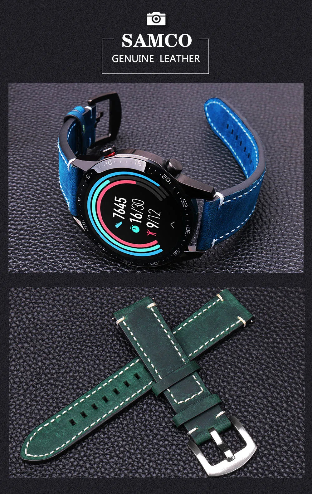 op Grain Genuine Leather Watch Band 20mm 22mm (Quick Release)