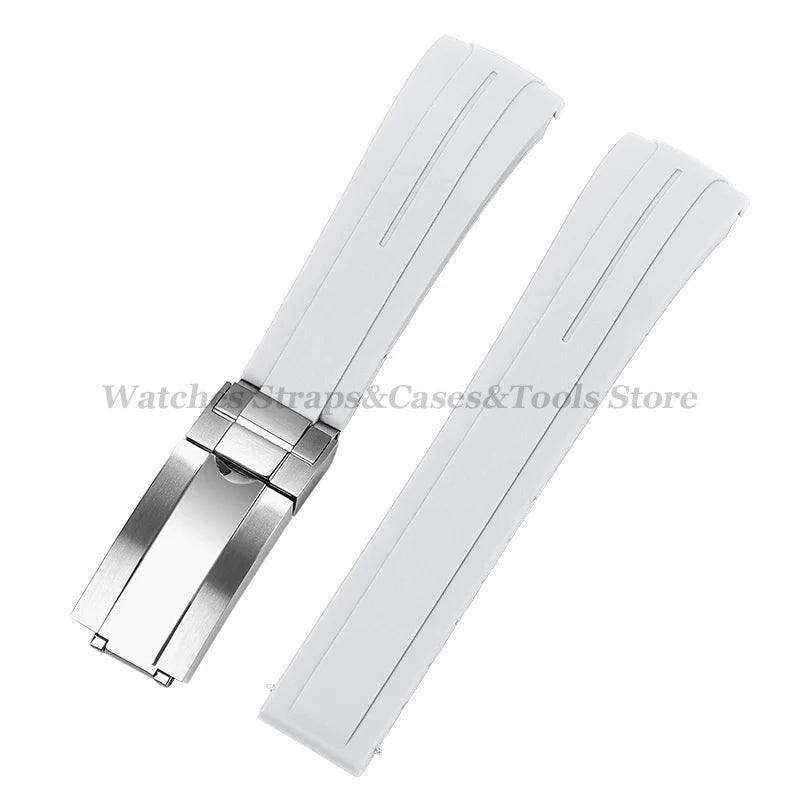 Curved End Silicone Rubber Watch Band 20–22mm for Rolex Water Ghost