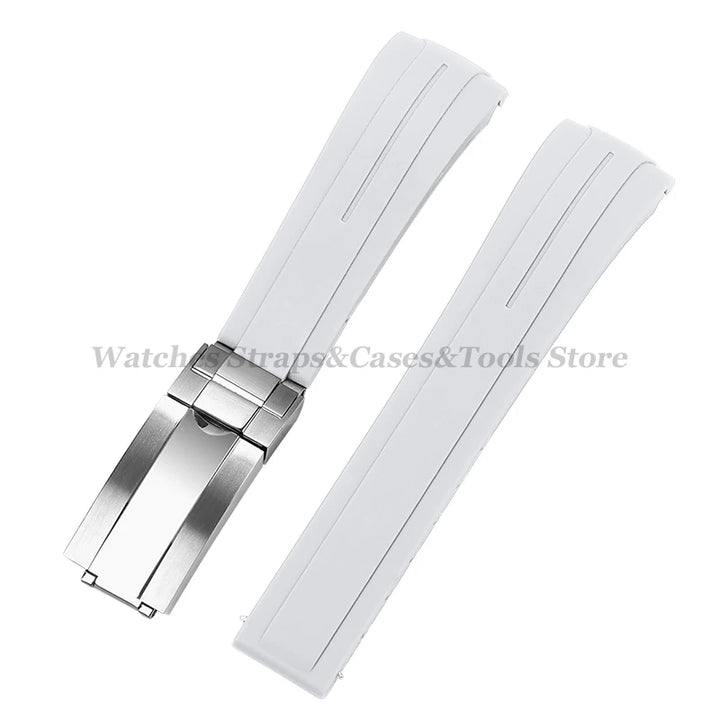 Curved End Silicone Rubber Watch Band 20–22mm for Rolex Water Ghost