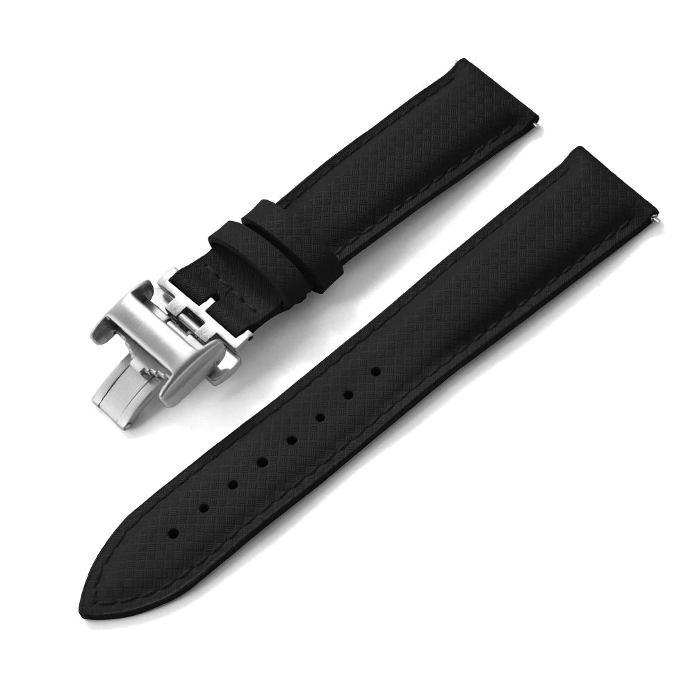 New Design 18mm 19mm 20mm 22mm Sailcloth Strap FKM TOP+Leather Base Rubber Watch Bands Perfectly Matched With Any Brand of Watch