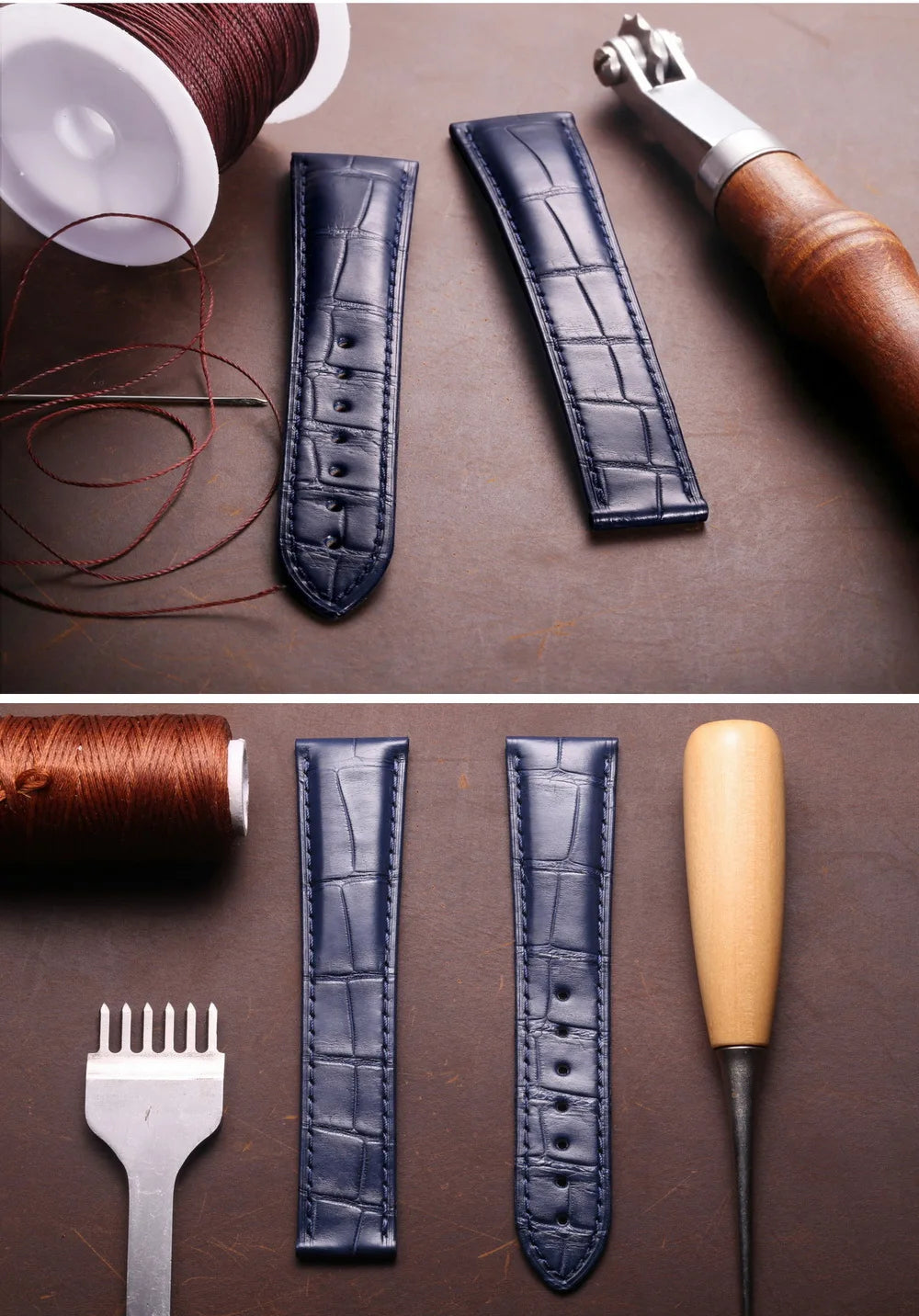 Alligator Leather Watch Bands For OMEGA Wrist Straps  HandMade Crocodile Bracelet  Replacement 19mm 20mm 21mm