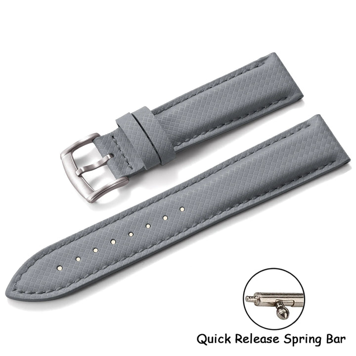 FKM Rubber Leather Watch Band 18/19/20/22mm Quick Release Sailcloth Leather Strap Butterfly Buckle Band For Omega Seiko Cartier