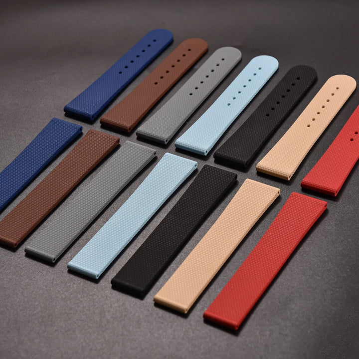 JUELONG Premium Grade Soft FKM Rubber Watch Strap Perfect Fit Flat End Universal Quick Release Straps 20mm Watchbands