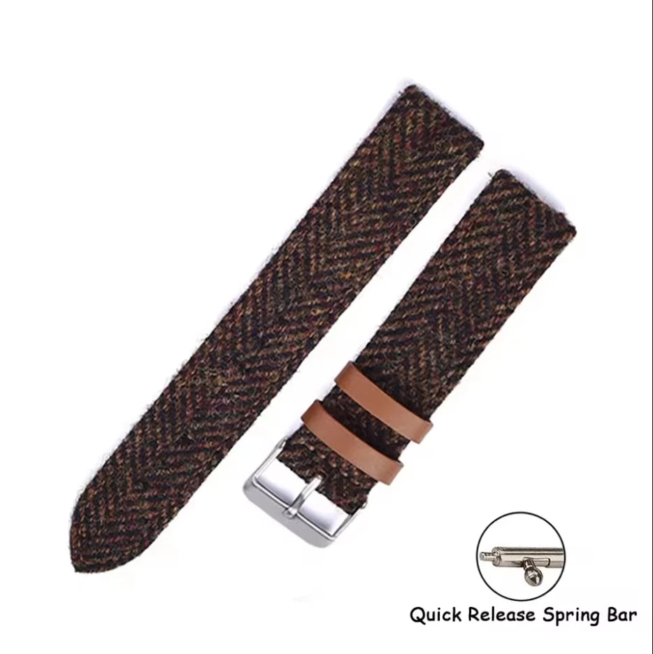 Wool Weave Vintage Leather Quick Release Watch Strap – 18/20/22mm