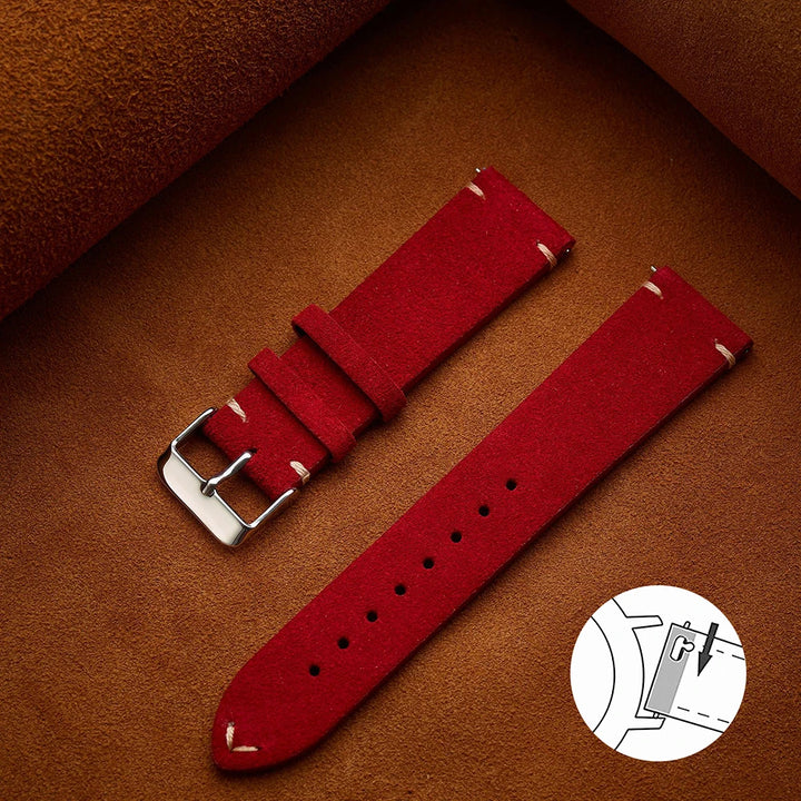 Quick Release Soft Suede Leather Watch Strap (14–22mm)