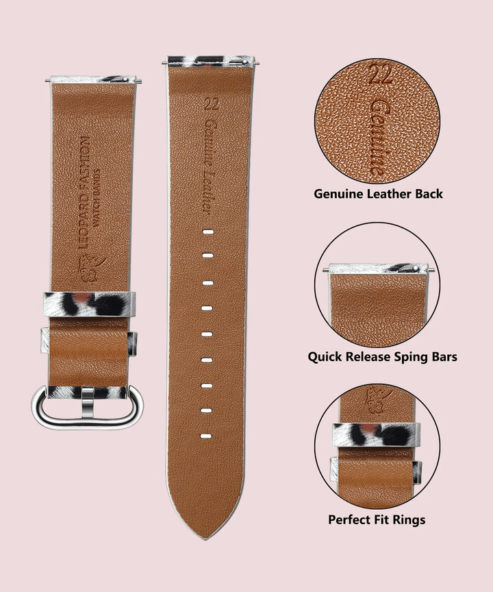 Leopard Print Leather Watch Band 20/22mm (Quick Release)