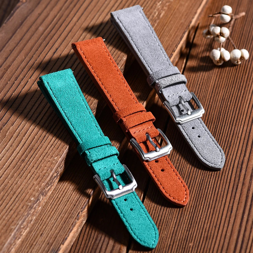 Premium Grade Quick Release Suede Leather Watch Strap Vintage Classic Leather Watchbands 18mm 19mm 20mm 22mm