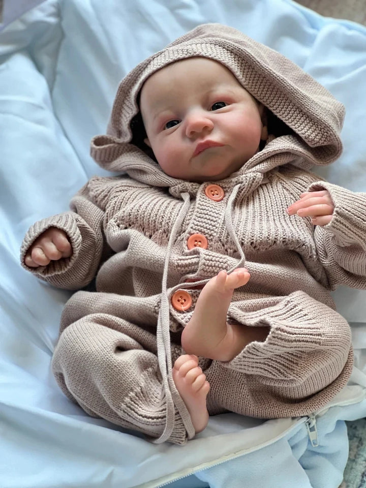 19″ Levi Finished Reborn Baby Doll – Awake Sleeping Newborn with 3D Skin & Visible Veins