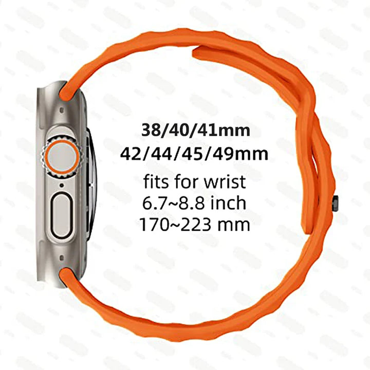 Silicone Apple Watch Band 38–49mm for iWatch Series 3–8 & Ultra