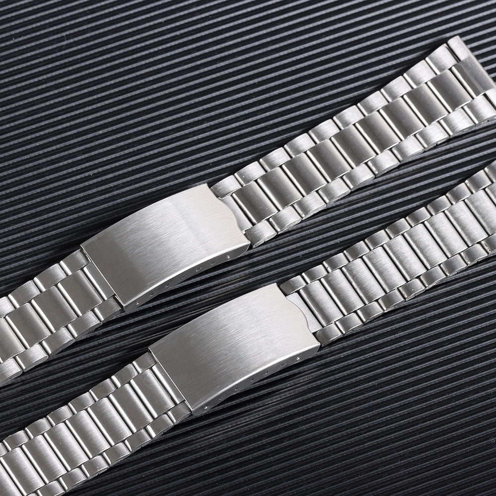 Stainless Steel Watch Strap – 12–20mm, Folding Buckle, Silver & Gold