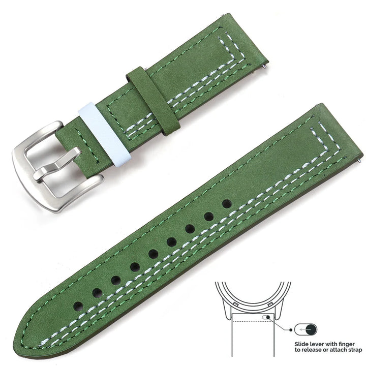 op Grain Genuine Leather Watch Band 20mm 22mm (Quick Release)