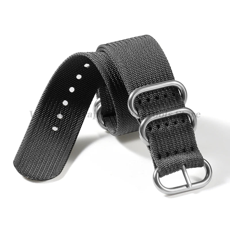 Sailcloth Nylon Watch Strap with Ring Buckle (18–24mm)