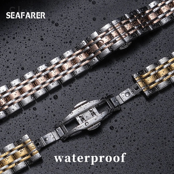 Stainless Steel Watch Strap for Tissot – 14–20mm, Silver & Rose Gold