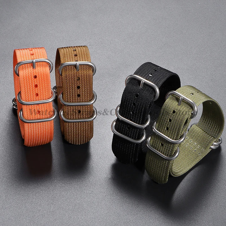 Sailcloth Nylon Watch Strap with Ring Buckle (18–24mm)