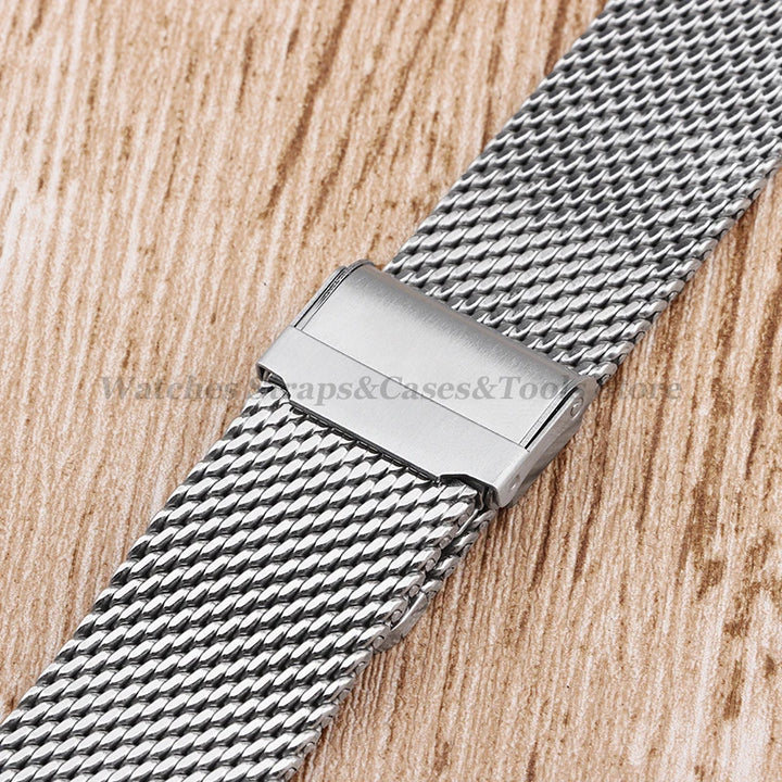 1.0mm Milanese Mesh Stainless Steel Watch Strap – 18–24mm, Quick-Release with Folding Buckle
