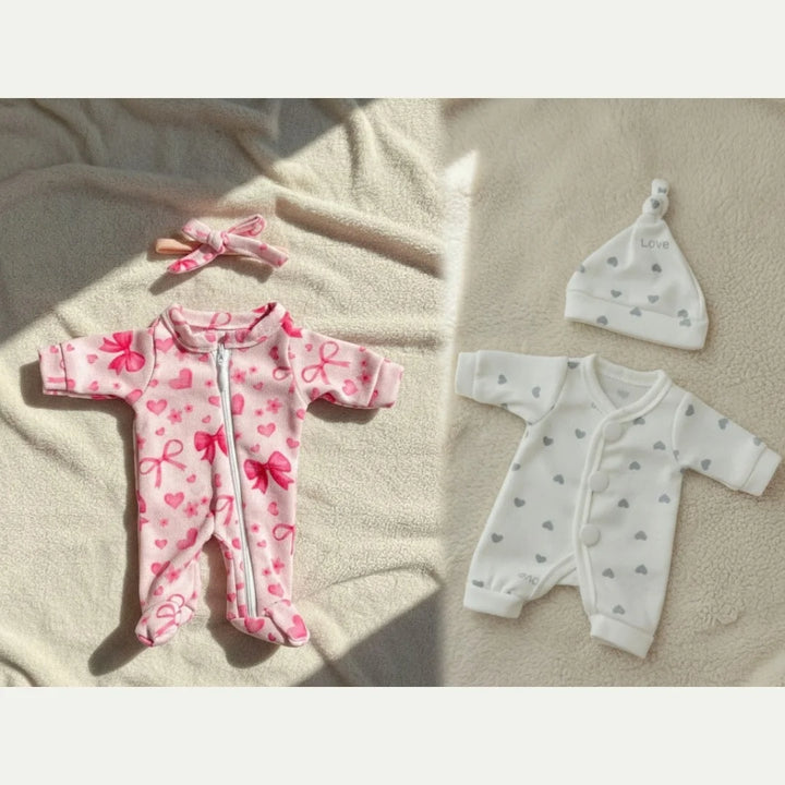 4‑Style Romper Outfits for 8–9″ Newborn Dolls