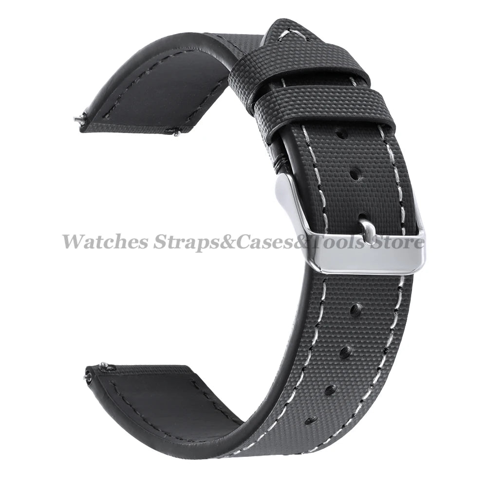 20mm 22mm Sailcloth Nylon Watchband for Samsung Galaxy Watch8/7/6/5 Watch Men Women Quick Release Leather Waterproof Watch Strap