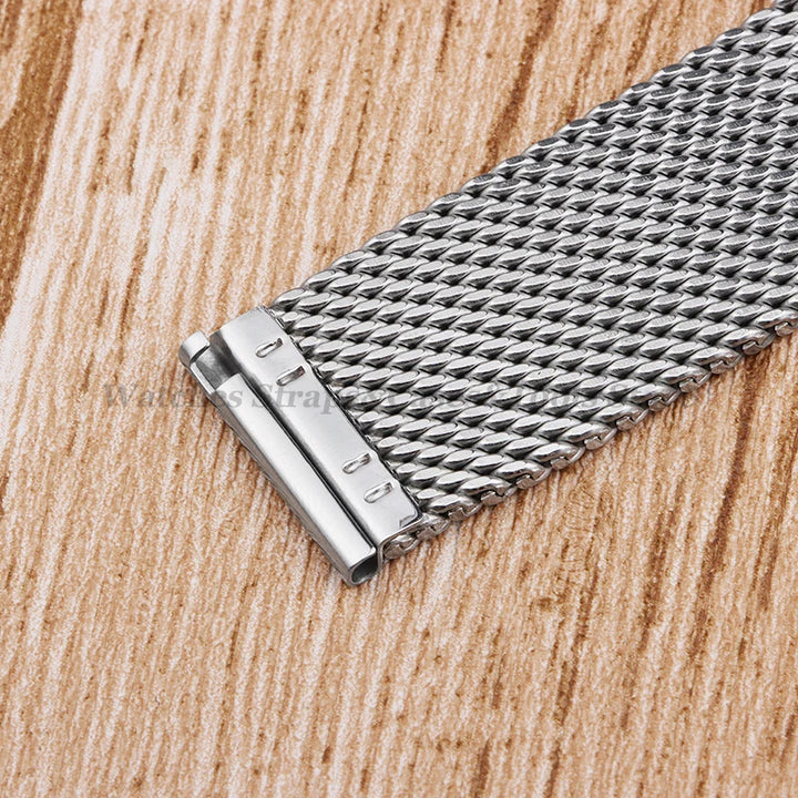 1.0mm Milanese Mesh Stainless Steel Watch Strap – 18–24mm, Quick-Release with Folding Buckle