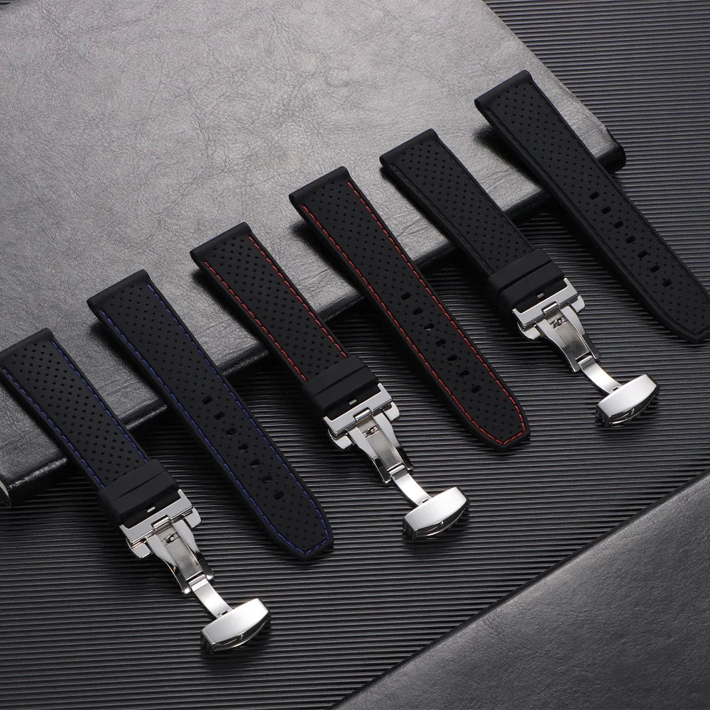 Premium Silicone Watch Strap – 20/22mm, Waterproof & Breathable, Butterfly
