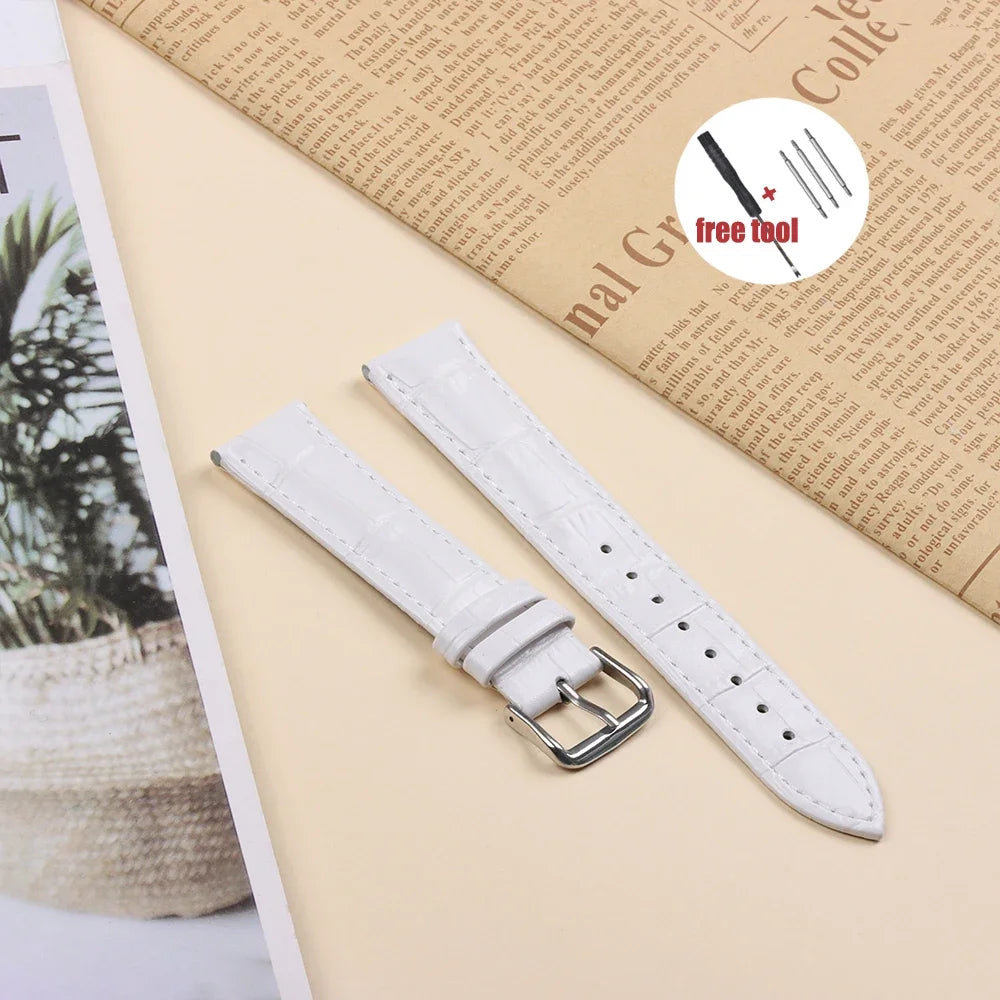 Watch Band Crocodile Pattern Leather Strap 16mm 18mm 20mm 22mm 23mm 24mm Women Mens Replacement Universal Bracelet