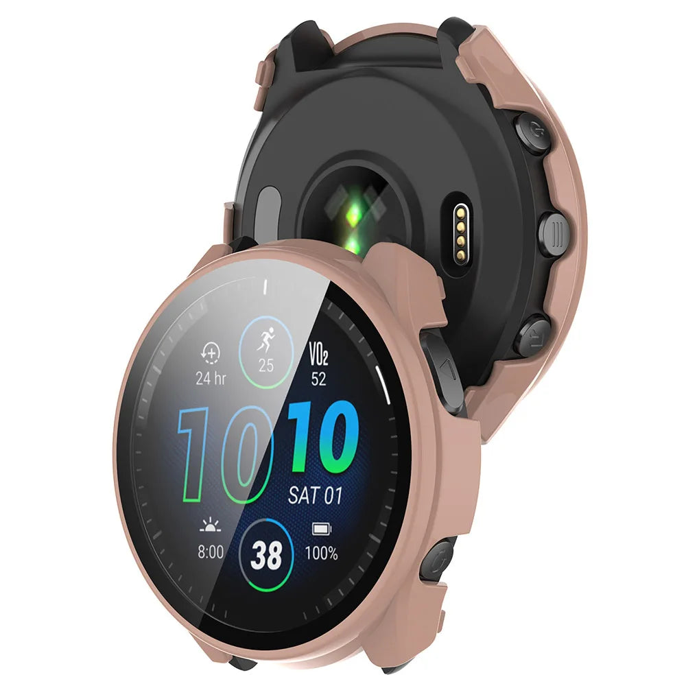 PC & Tempered Glass Protective Case for Garmin Forerunner 255/255S/965