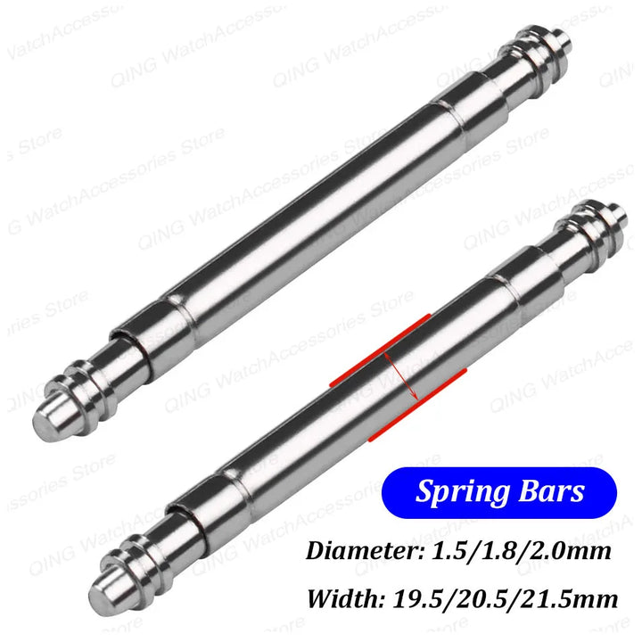 Fat Strong Spring Bars for Rolex – 316L Stainless Steel, 1.5–2.0mm Diameter