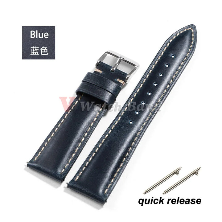 Vintage Oil Wax Leather Watch Strap – 18-22mm Brown for Samsung Galaxy