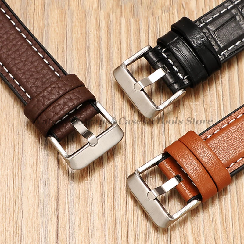 Silicone & Leather Watch Strap for Huawei & Samsung – 18–46mm