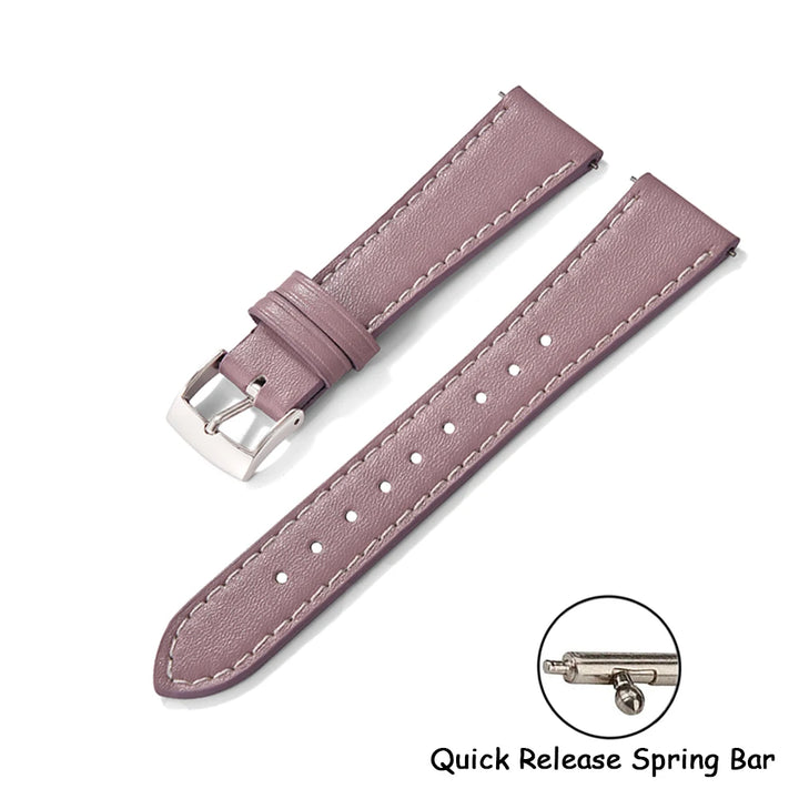 Ultra-Thin Quick Release Leather Watch Strap (20-22mm)