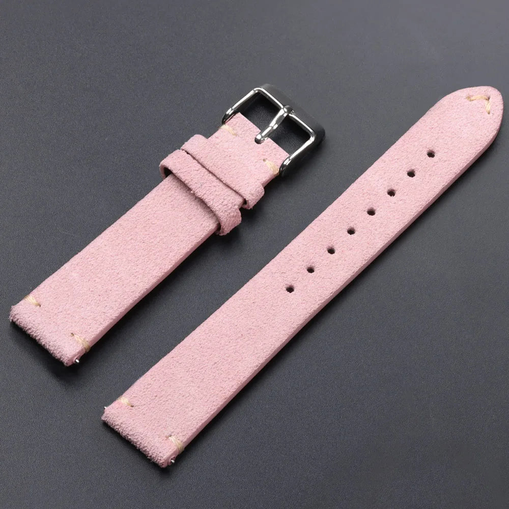 Quick Release Soft Suede Leather Watch Strap (14–22mm)