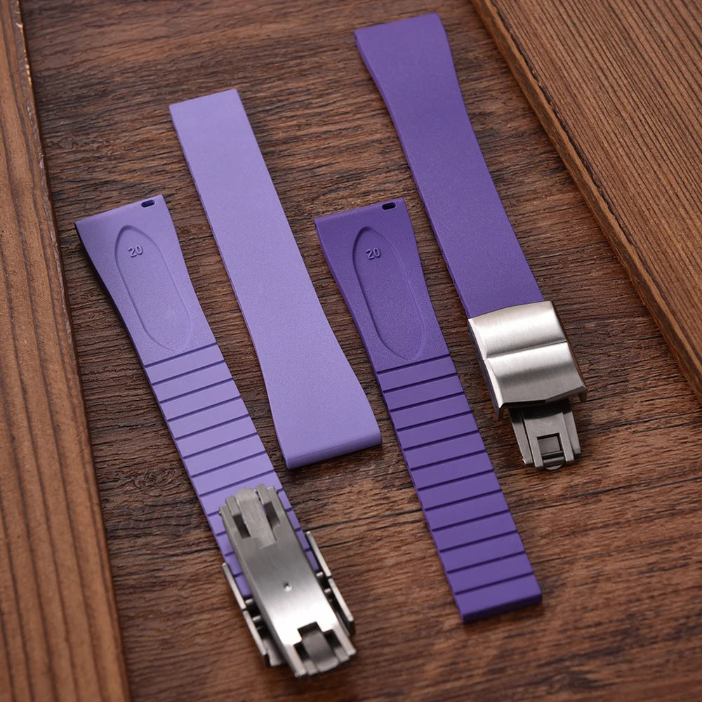 JUELONG CTS FKM Rubber Watch Strap 16–22mm Quick Release with Gold