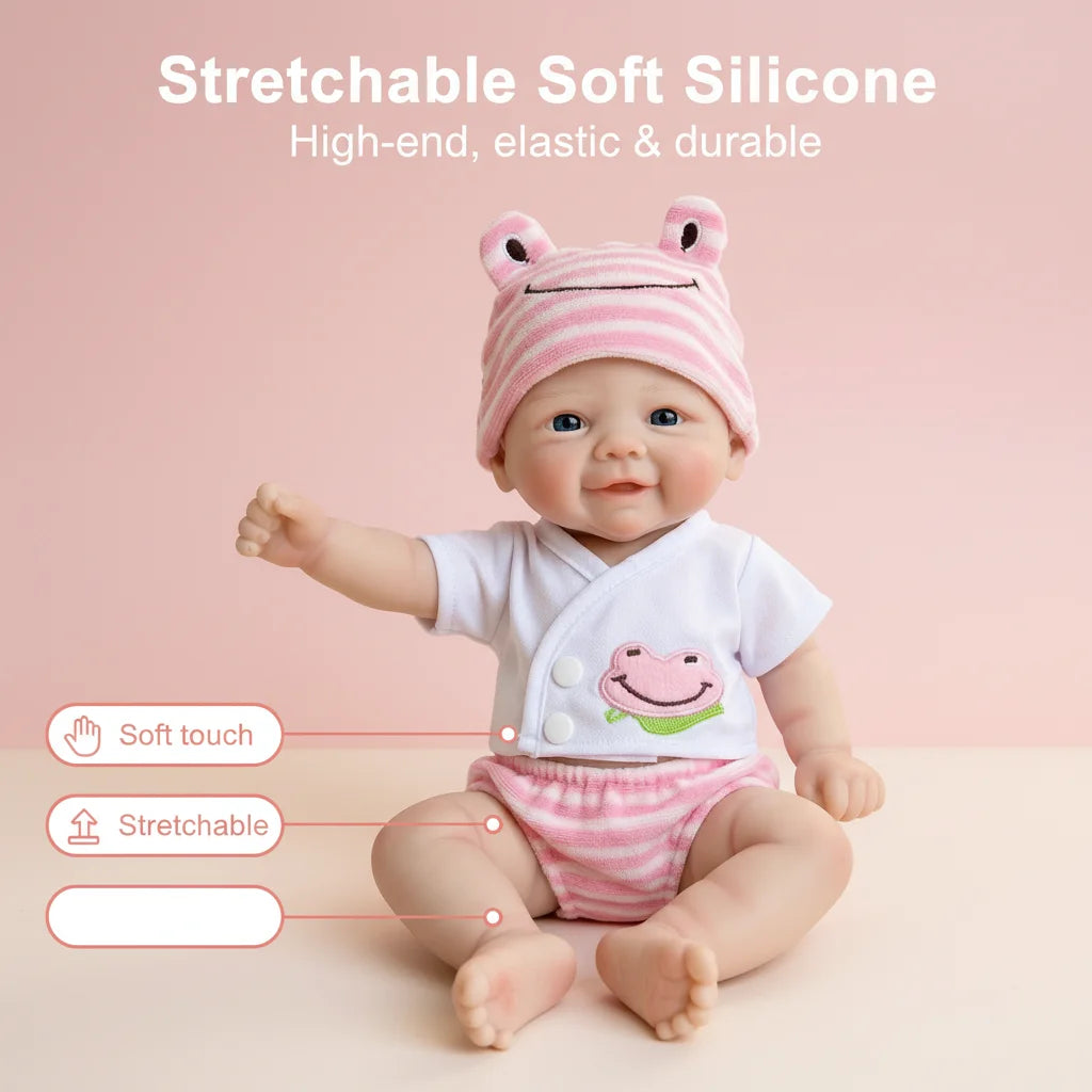 NPK 12inch Vivienne Doll 1100G Weight Super Soft Solid Silicone Mouth Can Open Comes with Pacifier Squishy Elastic Toy