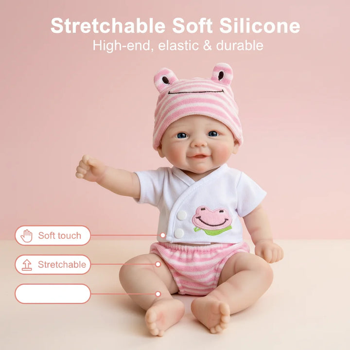 NPK 12inch Vivienne Doll 1100G Weight Super Soft Solid Silicone Mouth Can Open Comes with Pacifier Squishy Elastic Toy