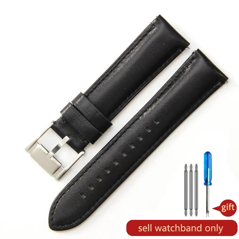 Genuine Leather Watch Strap for Fossil (22/24mm, Dark Blue)