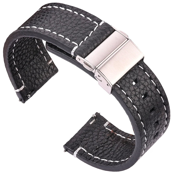 Soft Genuine Leather Smart Watch Band 18 20 22 24mm Women Men Cowhide Strap Brown Black Quick Release Watchband Bracelet