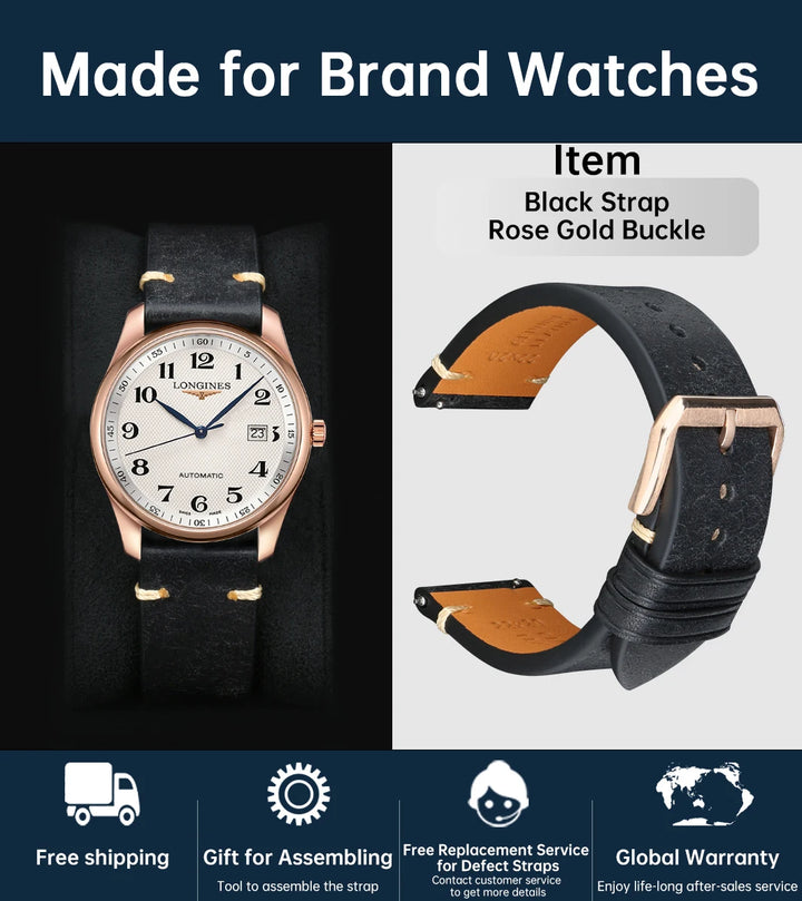 Top Full Grain Leather Watch Strap Quick Release For IWC MIDO SEIKO Watchband Accessories Bracelet Italian Cowhide Watch Band