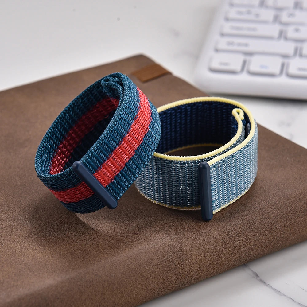 NATOBELT Hook Loop Adjustable For Comfort Delugs Nylon Sailcloth Strap Elastic Watch Strap 20mm 22mm Quick Release Watchbands